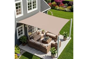 Sunnylaxx 2x4m Taupe Voile d’ombrage Rectangulaire, Toile Imperméable Une Protection des Rayons UV à 95%, Voile Ombrage pour en Plein air, Jardin & Terrasse