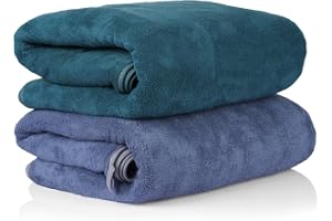 Glivary Microfiber Towels for Bath-Soft Towel with Hook Quick Dry Super Absorbent-Bath Towel for Men and Women(70 x 140 cm) (Greenish Blue/Dark Blue)