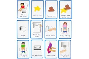 AMONEV My Toilet Routine Cards 12 PECS Flashcards for visual aid Special Ed, Speech Delay Non Verbal Children and adults with Autism or Special Needs