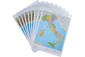 CWR Cartina geografica Italia fisica e politica, formato A4, confezione da 10