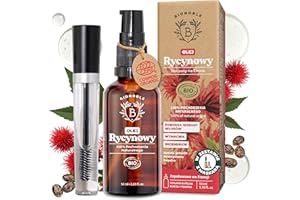 BIONOBLE Organiczny Olej Rycynowy w Zestawie z Maskarą - Tłoczony na Zimno, 100% Czysty, Bez Heksanu - Olej Rycynowy do Włosów, Rzęs i Brwi - Castor Oil - Szklana Butelka, Pipetą, Pompką - 50ml