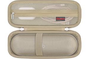Elonbo Tragetasche für Beats Pill Wireless Bluetooth Lautsprecher, tragbare Lautsprecher Reisetasche Beats Pill Lautsprecher Aufbewahrungshalter, Mesh Tasche passt Ladegerät, Champagner Gold