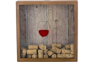 Castell Deco - Raccoglitore Tappi Sughero - Collettore tappi di vino - porta tappi di bottiglia - scatola di raccolta tappi e tappi di sughero - Shadow Box realizzato in vero legno e vetro. (marrone)