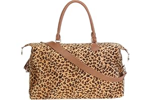 XinblueCo Weekender Bag Duffle Bag für Frauen Große Reisetasche Übernachtung Wochenende Taschen mit Schultergurt Kuh Leopard Atzec