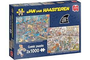 Jan Van Haasteren gör-det-själv-projekt för butik och renovering – 2 x 1 000 bitar pussel för vuxna – set med 2 stora pussel för vuxna – 100 % återvunnen kartong 1 000 st serietidningspussel och