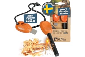 Light My Fire Allume Feu Survie - Pierre à Feu avec Tige de Ferrocérium - Fire Steel - Équipement de Bushcraft - Allume Feu au Magnésium 2-en-1 pour Feux de Camp 12 000 Utilisations