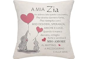 Bommex Cuscino Zia per Nipote - Regalo di Compleanno, Giorno del Ringraziamento, Natale e Festa della Mamma (A Mia Zia)
