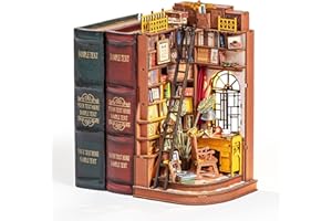 Rolife Book Nook Studio D'angolo Silenzioso Europeo Casa Delle Bambole Booknook Kit Casa Miniatura DIY per Adulti da Costruire Regalo di Natale e Compleanno Decorazione Mensola Libri Kit Diorama