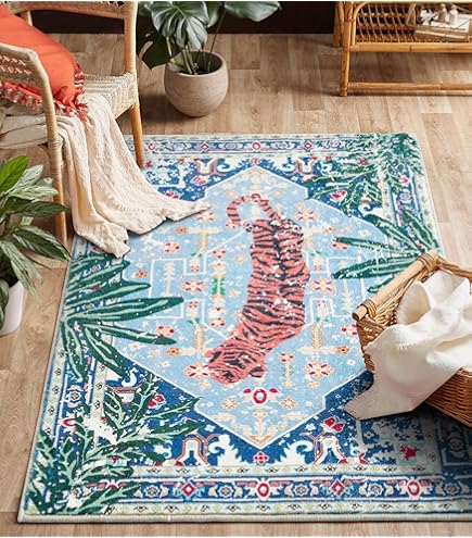 5x3.3ft Tibetaanse tijger gebied tapijt getuft hoogpolig XLarge indoor machine wasbaar tapijt met antislip TPR achterkant - slaapkamer, badkamer, woonkamer en eetkamer home decor, roze