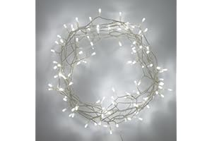 Lights4fun Indoor Fairy Lights with 100 White LEDs on 8m of Clear Cable Plug in Rocker Switch