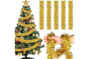 FOVTHS Weihnachtsgirlande 12M, Weihnachtsbaum Girlande Deko Girlande Weihnachten Outdoor Künstliche Tannengirlande Tannengrün Christmas Garland für Treppe, Kamin und Party, Gold