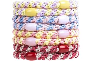 AXEN 8 unidades de cinta para el pelo Elasitc para mujeres y niñas, bandas de algodón suaves tejidas para cabello grueso y rizado, doble mezcla de colores