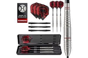 Harrows Rage, Tungsten Style Darts, Steel Tip Darts Set 21g, 22g, 23g, 24g - Includes Black Speedline Shafts, Micron Rage Flights & Travel Case