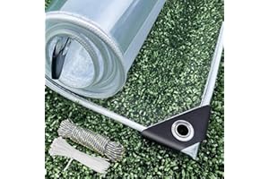 Dulepax Transparente Abdeckplane, wasserdicht, strapazierfähig, 450 g/m², transparente PVC-Plane mit Ösen, Winddicht, reißfest, für Garten, Pavillon, Terrassengehege, mit Kabelbindern (1.5x2m)