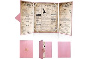 back in 1955 UK Poster 70th Birthday Gifts for Women, Happy 70th Birthday Decoration Supplies for her 70 Years Old Mum Aunt Friends, Folded,Pink