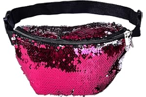 BEST FANCY DRESS One BFD Fanny Pack Waist Pack Bumbag Bum Bag Running Belt for Ladies Men Kids Festival Causal Holiday Wipe Clean Adjustable Strap (Sequin Pink)