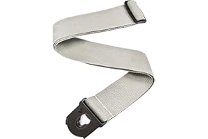 D'Addario Accessories Gitarrengurt mit Verschluss - E-Gitarrengurt, Akustikgitarrengurt, Bass-Gitarrengurt - Silber