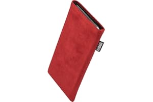 fitBAG Classic Rot Handytasche für Apple iPhone 17 Pro Max Tasche aus original Alcantara mit Microfaserinnenfutter | Hülle mit Reinigungsfunktion | Made in Germany