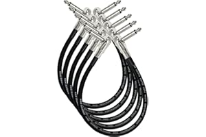 WORLDS BEST CABLES 5 Units - Van Damme Pro Grade Classic XKE - 30 cm – Premium, Ultra-Flexible Multi -Shielded Guitar Bass Effects Instrument, Pedal Stomp Patch Cable with Low-Profile, R/A Pancake (6.35mm) TS Connectors