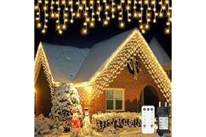 Kimuwote Łańcuch świetlny lodowy deszcz na zewnątrz, 10 m, 400 diod LED, kurtyna świetlna LED z timerem, sople lodu, wodoszczelność IP44, 8 trybów, do użytku wewnątrz i na zewnątrz, na Boże Narodzenie