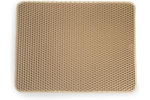 GLÜCKPET Alfombra para Arena de Gato, Beige, Cuadrada, 65 x 40 cm, Doble Capa, Impermeable, Antideslizante