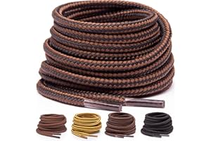Miscly Lacets ronds pour bottes [3 Paires] Lacets renforcés et ultra résistants pour Bottes, Bottines, Chaussures de sécurité ou de travail, Chaussures de marche - Ø 5 mm