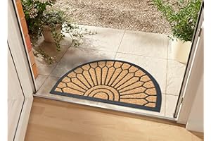 HANSE Home Paillasson en Coco et Caoutchouc Semi-Circulaire pour l'intérieur et l'extérieur - Naturel - Décoration d'extérieur - Résistant aux intempéries et antidérapant - pour Couloir, terrasse,