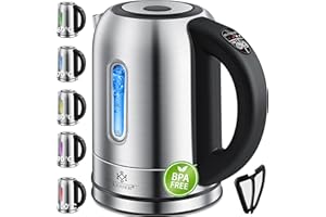 KESSER® Bollitore in acciaio inox da 1,7 litri 2200W funzione di riscaldamento con selezione della temperatura