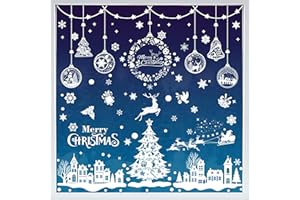 AhfuLife 9 Fogli Vetrofanie Natalizie per Finestre, 244 Pezzi Adesivi Natalizi per Finestre Riutilizzabili, Doppio Lato Stickers Vetri di Natale, Decorazioni Vetro Natale per Vetrine Negozio e Casa
