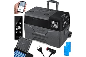 KESSER® Frigobar a compressore 30 litri Frigocongelatore Elettrico con Controllo Tramite App Connessione USB 12/24 V 230 V + Ruote telescopiche Frigorifero Raffreddamento Fino a -20 °C per Auto