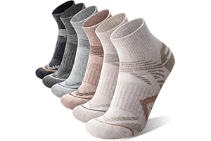 ANTSANG 6 Paires de Chaussettes de Cheville en Laine Mérinos pour Course Randonnée Marche Travail Thermique Chaudes Épaisses Rembourrées Chaussettes au Quart pour Femmes et Hommes