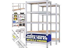MONZANA Deuba Set 2 Estanterias Metálicas 5 Niveles Almacenamiento 170x75x30cm Carga máxima de 350kg Metal galvanizado
