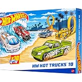 Hot Wheels 1:64 &ouml;l&ccedil;ekli oyuncak kamyonlar, akrobasi, yardım, yarış ve diğer maceralar i&ccedil;in oluşan 10'lu set, modern ve nostal