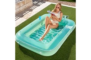 Sloosh 70" x 46"/1.78m*1.16m aufblasbarer Sonnenpool, Luftmatratzte Pool, Sonnenbad mit abnehmbarem Kissen, persönlicher Luftmatratze Wasser für Erwachsene, Sommerspaß, Wasserparty