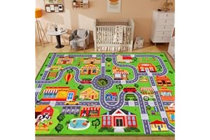 DINSUMRUG Kids Carpet Playmat Rug, Car Play Mat Carpet, Extra Non-Slip Traffic Road Rug for Kids, City Map Educational Car Mat for Playroom Boys Bedroom Classroom (150X100 CM, Classic)