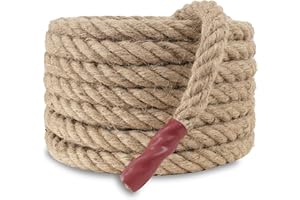 ‎EMEKIAN EMEKIAN Natürliches Jute Manila Seil, Gedrehtes 4 Strängige Faser Hanfseil für Sport, Dekoration, Haustierspielzeug, Handwerk, Tauziehen, Fitness, Lnnen und Außenbereich verwenden (20 mm, 15 m)