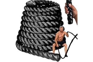 Senshi Japan Battle Rope 38mm & 50mm * 6/9/12/15m SUPER HEAVY Exercise Rope for Home Gyms, Weighted Rope Training, Professional Workouts (12M - [51MM THICK], Without Anchor)