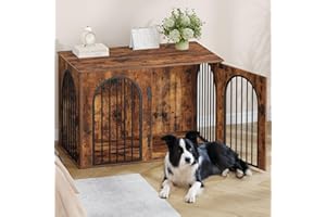 Hzuaneri 108 cm Gabbia per Cani, Tavolo Supplemento, Cuccia Moderna per Cani Interno, Kennel Cane Medio, Casetta per Animali, 3 porte, Porta ad arco, 64 x 108 x 76 cm, Marrone Rustico DFC86001B
