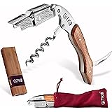 GITKO Wine Opener and Waiters Corkscrew with a Rosewood Handle with a Nice Pouch Included with A Wine Key Foil Cutter