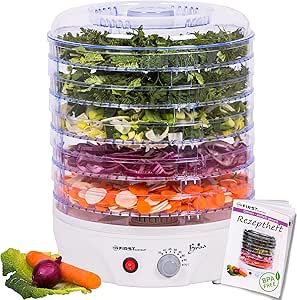 TZS First Austria Dörrgerät mit Temperaturregler von 35-70°Celcius, 5 höhenverstellbare Etagen,