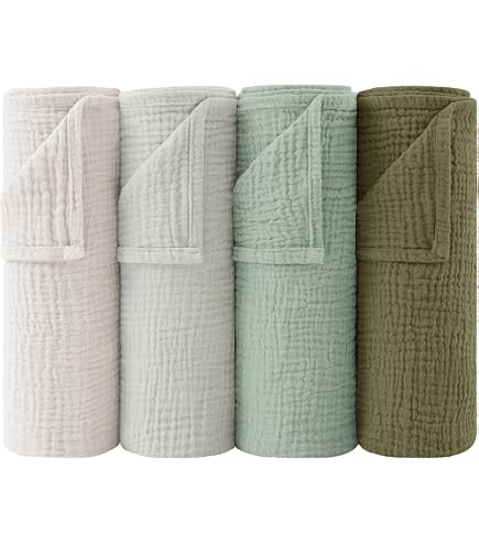 Langes Bébé Mousseline Lot De 5 - 50x25 Cm - Coton Bio Super Doux - Unisexe Pour Nouveau-nés