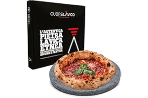CUORE LAVICO - PIASTRA REFRATTARIA IN PIETRA LAVICA ETNEA TONDA PER PIZZA DIAMETRO 35 SP. 2 CM | FORNO A GAS, ELETTRICO E BARBECUE PER PANE E PINZA - MADE IN ITALY