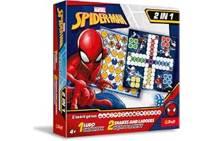 Trefl - Ludo, Stegen och Ormen - Spider-Man - 2in1 Brädspel för Familjen med Marvel Superheroes, Dubbelsidigt Bräde, Enkla Re