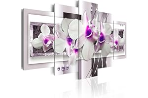 CUADROS B&D XXL B&D XXL - Quadro Fiori Orchidea 100x50 cm 5 Pezzi - Stampa su Tela in TNT Tessuta XXL Grande - Quadri Moderni Componibili Camera da Letto Matrimoniale - Stampe da Parete Arte - Astratto