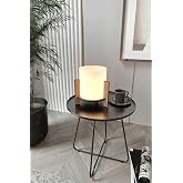 PİNE Abajur &ndash; 23x23 cm Kompakt Kare Taban, 23 cm Y&uuml;kseklik, Doğal Ahşap G&ouml;r&uuml;n&uuml;ml&uuml; Modern Masa&uuml;st&uuml; Aydınlatma, E27 Duy Tipi Uy