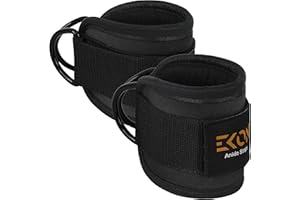 WANT PUBLISHING COMPANY EKON Ankle Straps for Cable Machines Weightlifting Gym Workout Fitness Double D-Ring Neoprene Ankle Cuffs for Legs, Abs and Glute Exercises Fits Men&Women Unisex Sold As Single/Pair (Single)