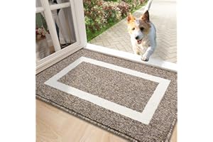 Homaxy Wycieraczka nadaje się do prania, antypoślizgowa mata zatrzymująca brud, dywanik pod drzwi wejściowe, do użytku wewnątrz – 43 x 76 cm, brązowa