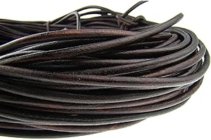 ESNADO Lederschnur Rund 6 mm. Antik Braun - 5 Meter