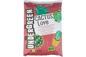 Undergreen CACTUS Love, Terriccio per Cactus e altre Piante Grasse da appartamento o balcone, Consentito in agricoltura biologica, 2,5 l