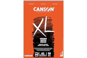Canson 200787106, XL Croquis,ideale per schizzo o disegno,carta leggera 90g/m, 42x59,4, 60 fogli grana fine, avorio
